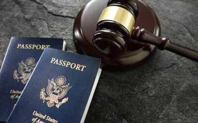US passports and judges legal gavel